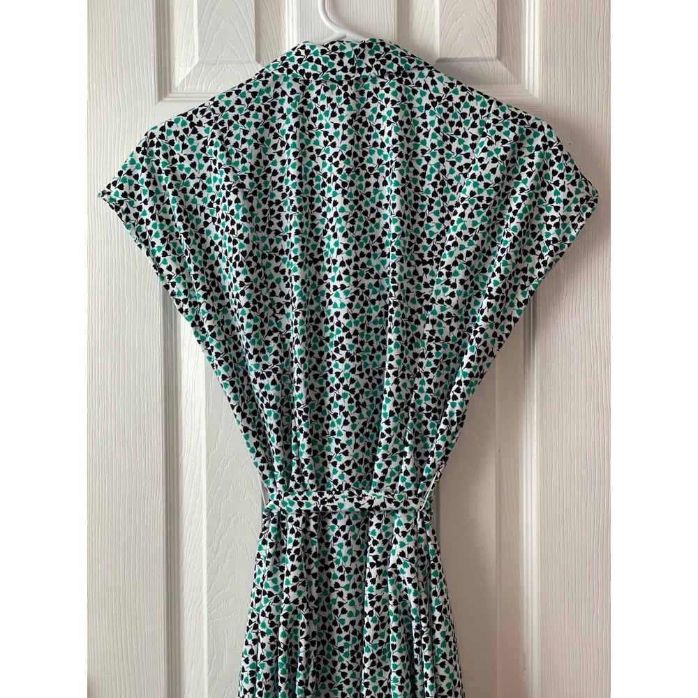 PopSugar Green Black Tulip Floral Shirt Dress Button Front Belted Pockets‎ M NEW - Picture 8 of 16